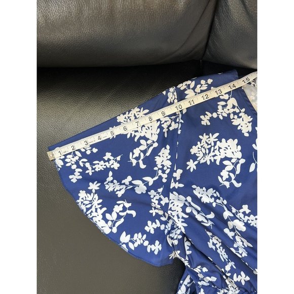 Shein Curve Blue With White Floral Print, V Neck Elastic Waist dress size 3XL - Picture 8 of 12